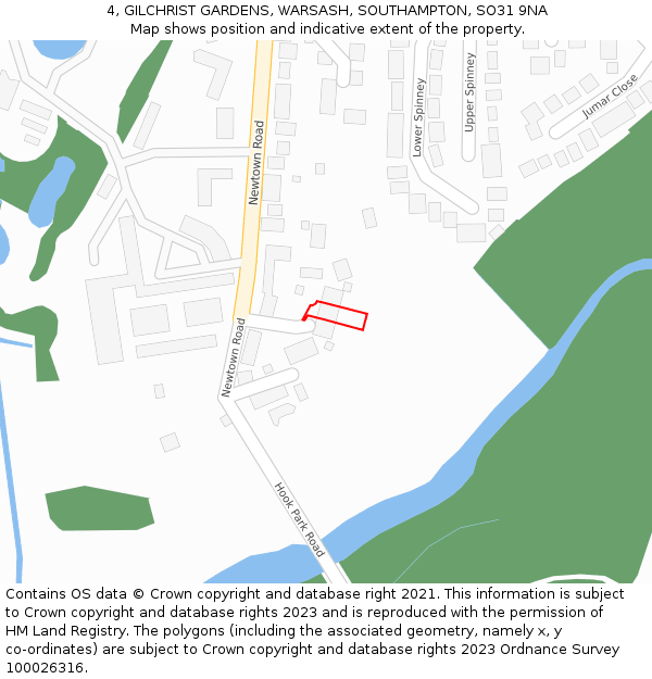 4, GILCHRIST GARDENS, WARSASH, SOUTHAMPTON, SO31 9NA: Location map and indicative extent of plot