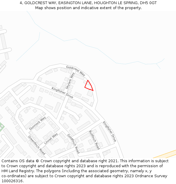 4, GOLDCREST WAY, EASINGTON LANE, HOUGHTON LE SPRING, DH5 0GT: Location map and indicative extent of plot