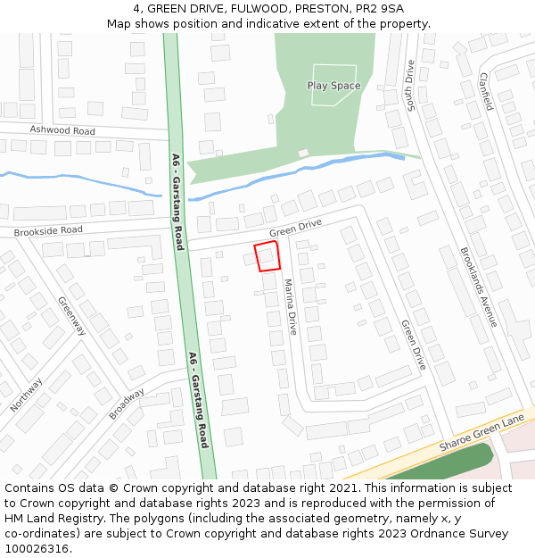 4, GREEN DRIVE, FULWOOD, PRESTON, PR2 9SA: Location map and indicative extent of plot