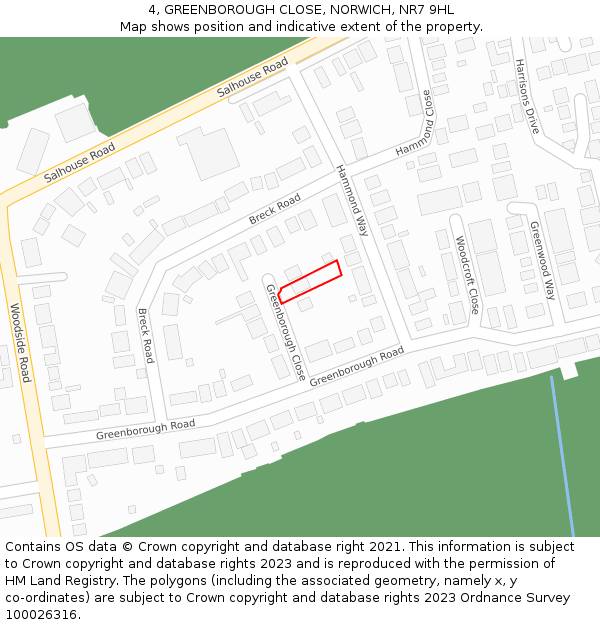 4, GREENBOROUGH CLOSE, NORWICH, NR7 9HL: Location map and indicative extent of plot