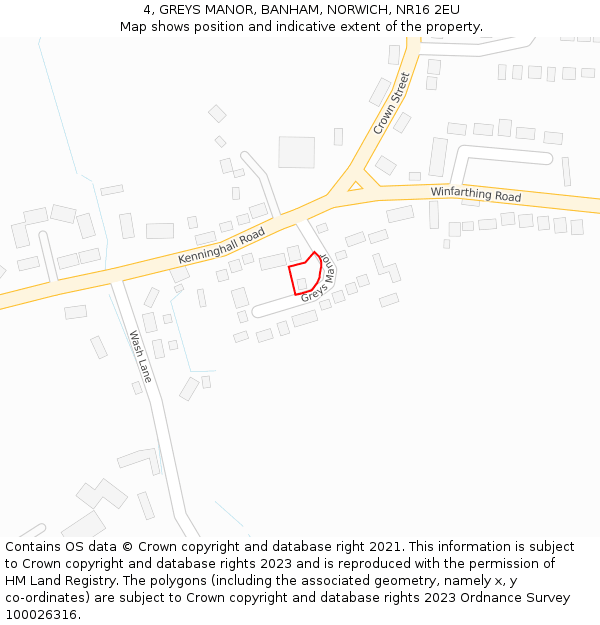 4, GREYS MANOR, BANHAM, NORWICH, NR16 2EU: Location map and indicative extent of plot