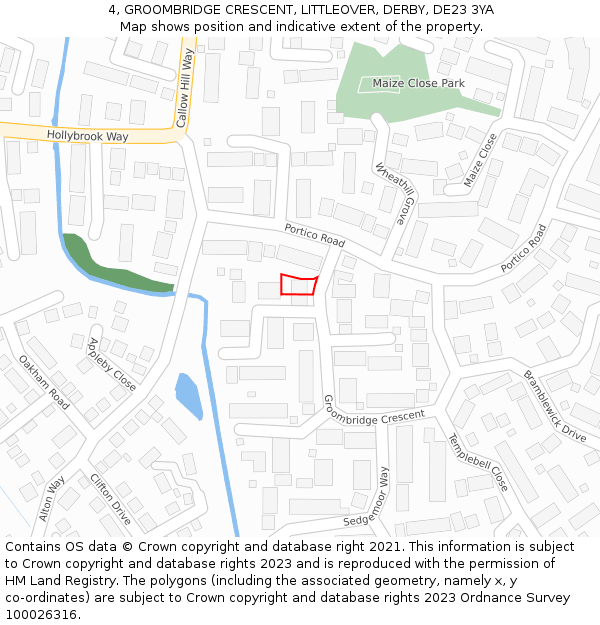 4, GROOMBRIDGE CRESCENT, LITTLEOVER, DERBY, DE23 3YA: Location map and indicative extent of plot