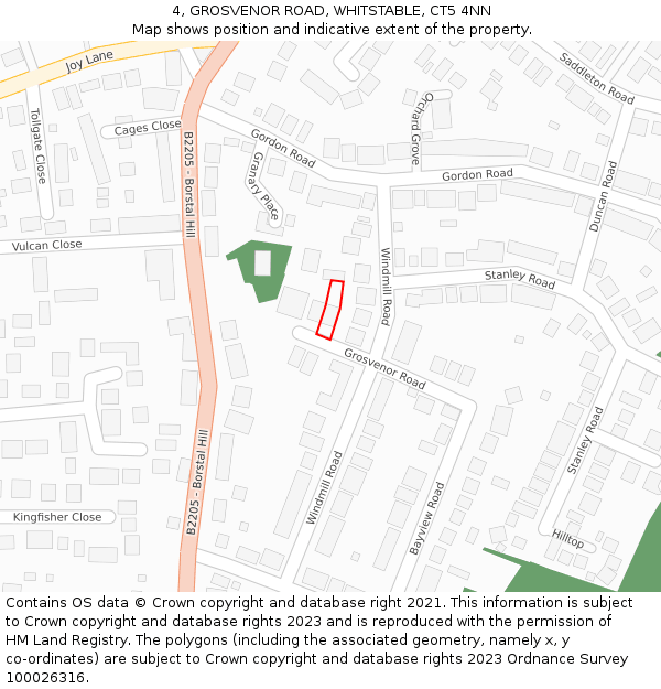 4, GROSVENOR ROAD, WHITSTABLE, CT5 4NN: Location map and indicative extent of plot