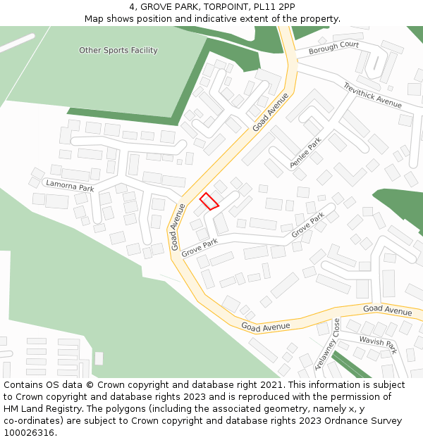 4, GROVE PARK, TORPOINT, PL11 2PP: Location map and indicative extent of plot