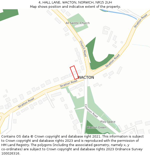 4, HALL LANE, WACTON, NORWICH, NR15 2UH: Location map and indicative extent of plot