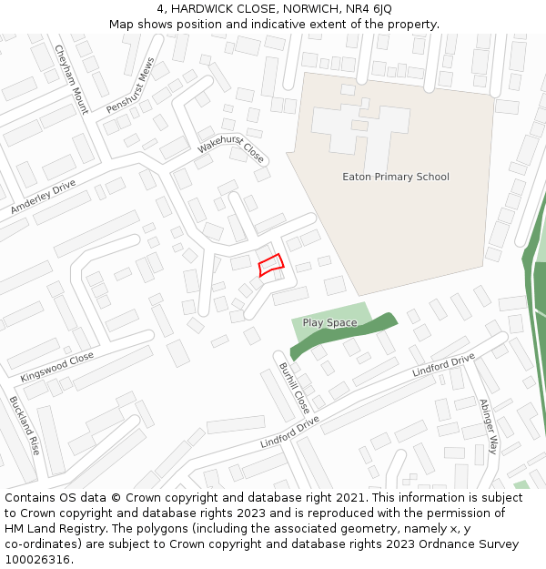 4, HARDWICK CLOSE, NORWICH, NR4 6JQ: Location map and indicative extent of plot