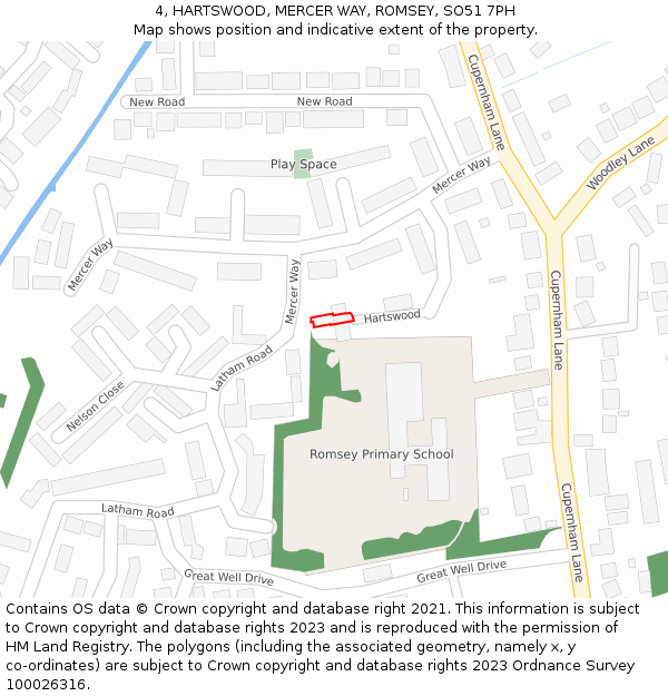 4, HARTSWOOD, MERCER WAY, ROMSEY, SO51 7PH: Location map and indicative extent of plot