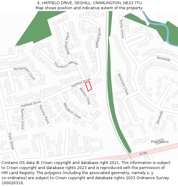 4, HATFIELD DRIVE, SEGHILL, CRAMLINGTON, NE23 7TU: Location map and indicative extent of plot