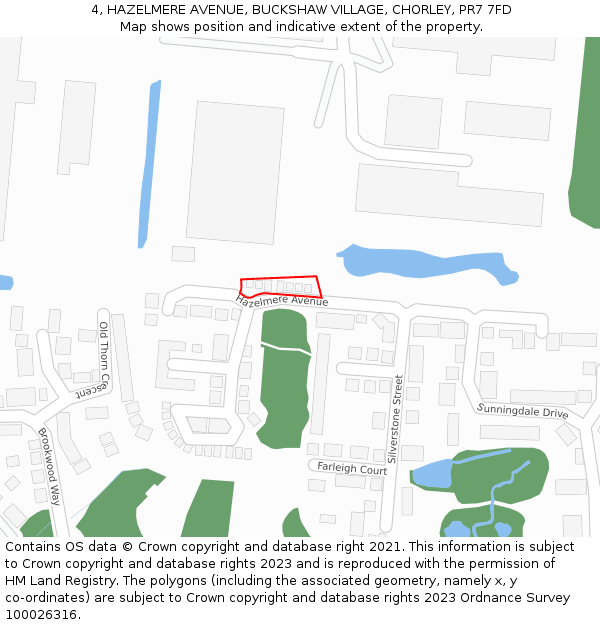 4, HAZELMERE AVENUE, BUCKSHAW VILLAGE, CHORLEY, PR7 7FD: Location map and indicative extent of plot