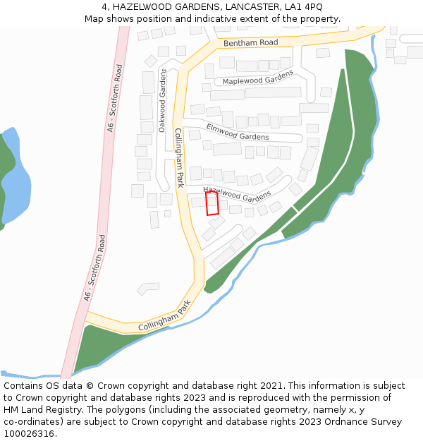 4, HAZELWOOD GARDENS, LANCASTER, LA1 4PQ: Location map and indicative extent of plot