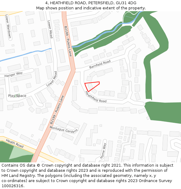 4, HEATHFIELD ROAD, PETERSFIELD, GU31 4DG: Location map and indicative extent of plot