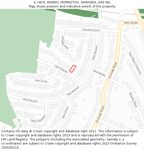 4, HEOL MIAREN, MORRISTON, SWANSEA, SA6 6EL: Location map and indicative extent of plot