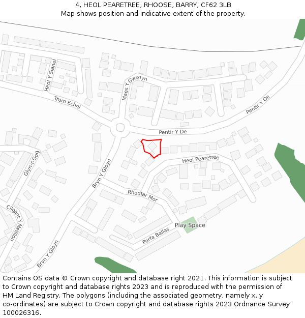 4, HEOL PEARETREE, RHOOSE, BARRY, CF62 3LB: Location map and indicative extent of plot