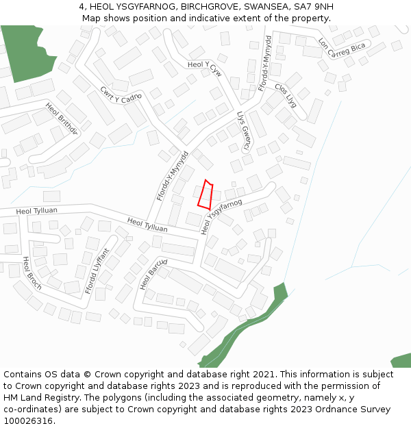 4, HEOL YSGYFARNOG, BIRCHGROVE, SWANSEA, SA7 9NH: Location map and indicative extent of plot