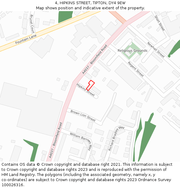 4, HIPKINS STREET, TIPTON, DY4 9EW: Location map and indicative extent of plot