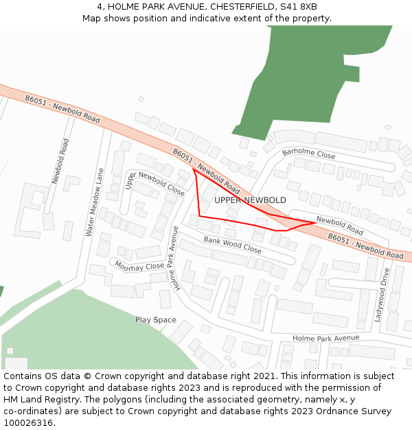 4, HOLME PARK AVENUE, CHESTERFIELD, S41 8XB: Location map and indicative extent of plot