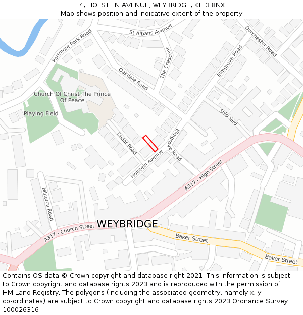 4, HOLSTEIN AVENUE, WEYBRIDGE, KT13 8NX: Location map and indicative extent of plot