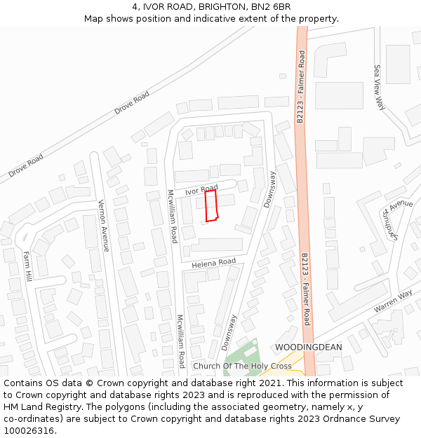 4, IVOR ROAD, BRIGHTON, BN2 6BR: Location map and indicative extent of plot