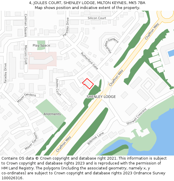 4, JOULES COURT, SHENLEY LODGE, MILTON KEYNES, MK5 7BA: Location map and indicative extent of plot
