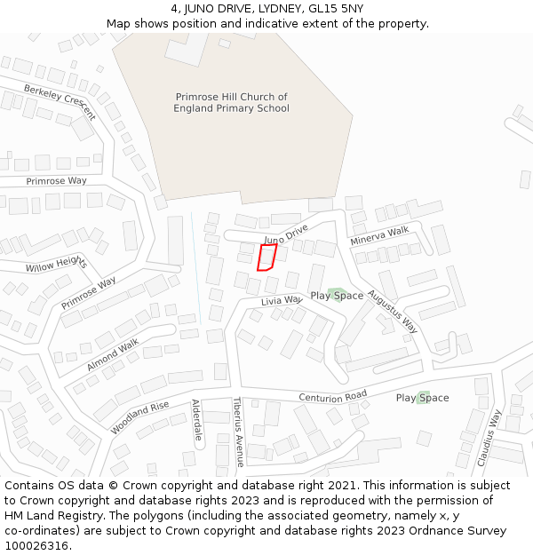 4, JUNO DRIVE, LYDNEY, GL15 5NY: Location map and indicative extent of plot