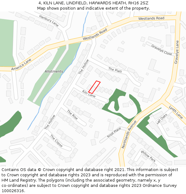 4, KILN LANE, LINDFIELD, HAYWARDS HEATH, RH16 2SZ: Location map and indicative extent of plot