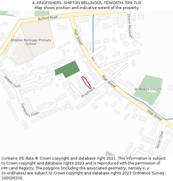 4, KINGFISHERS, SHIPTON BELLINGER, TIDWORTH, SP9 7US: Location map and indicative extent of plot