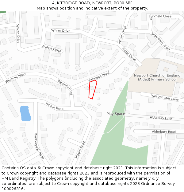 4, KITBRIDGE ROAD, NEWPORT, PO30 5RF: Location map and indicative extent of plot