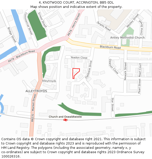 4, KNOTWOOD COURT, ACCRINGTON, BB5 0DL: Location map and indicative extent of plot