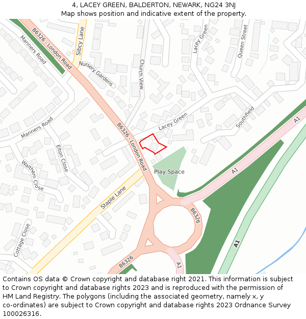 4, LACEY GREEN, BALDERTON, NEWARK, NG24 3NJ: Location map and indicative extent of plot