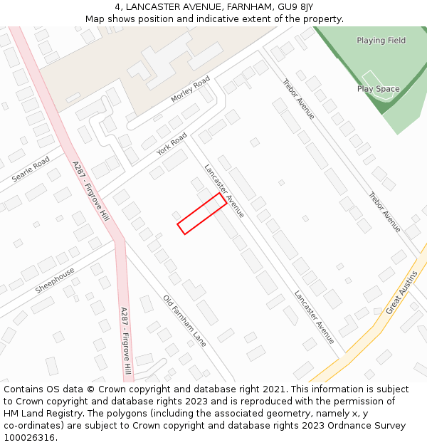 4, LANCASTER AVENUE, FARNHAM, GU9 8JY: Location map and indicative extent of plot