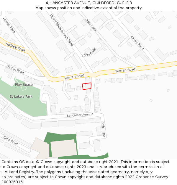 4, LANCASTER AVENUE, GUILDFORD, GU1 3JR: Location map and indicative extent of plot