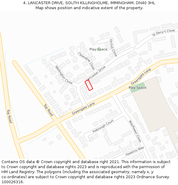 4, LANCASTER DRIVE, SOUTH KILLINGHOLME, IMMINGHAM, DN40 3HL: Location map and indicative extent of plot