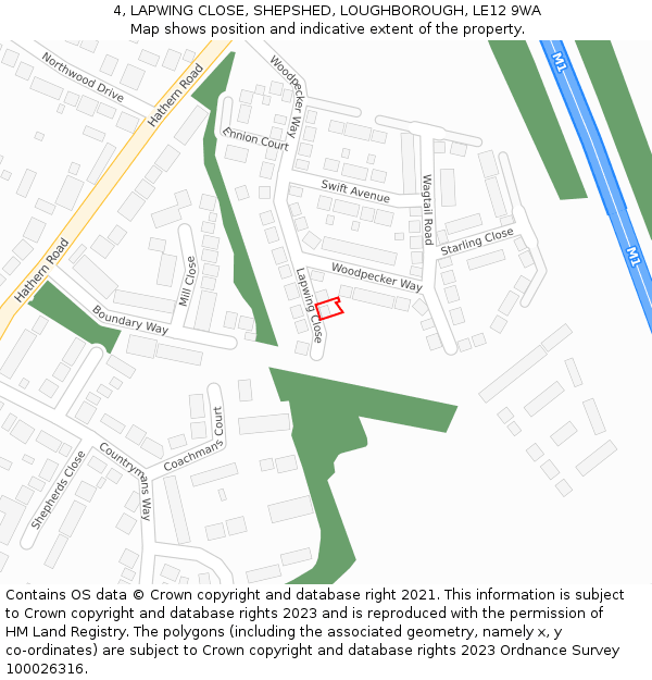 4, LAPWING CLOSE, SHEPSHED, LOUGHBOROUGH, LE12 9WA: Location map and indicative extent of plot