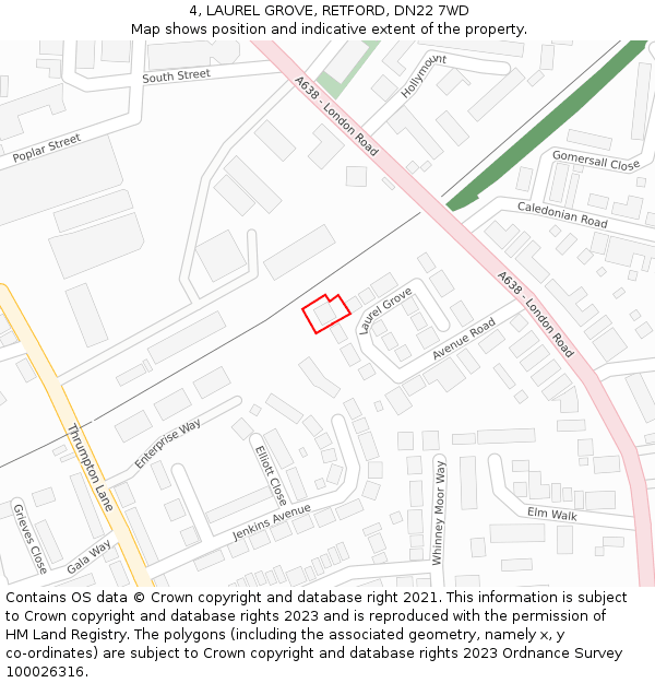 4, LAUREL GROVE, RETFORD, DN22 7WD: Location map and indicative extent of plot