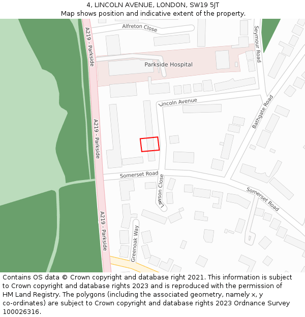 4, LINCOLN AVENUE, LONDON, SW19 5JT: Location map and indicative extent of plot