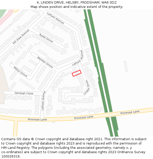 4, LINDEN DRIVE, HELSBY, FRODSHAM, WA6 0DZ: Location map and indicative extent of plot