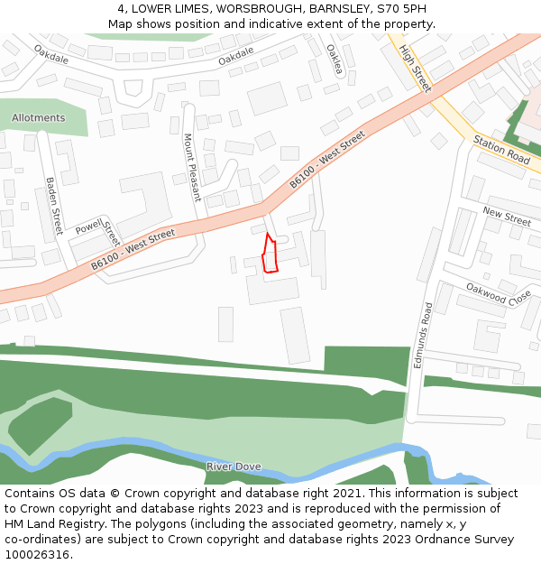 4, LOWER LIMES, WORSBROUGH, BARNSLEY, S70 5PH: Location map and indicative extent of plot