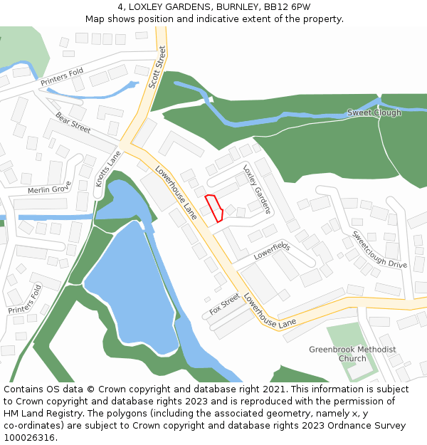 4, LOXLEY GARDENS, BURNLEY, BB12 6PW: Location map and indicative extent of plot