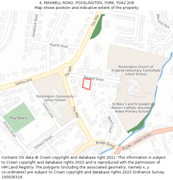 4, MAXWELL ROAD, POCKLINGTON, YORK, YO42 2HE: Location map and indicative extent of plot