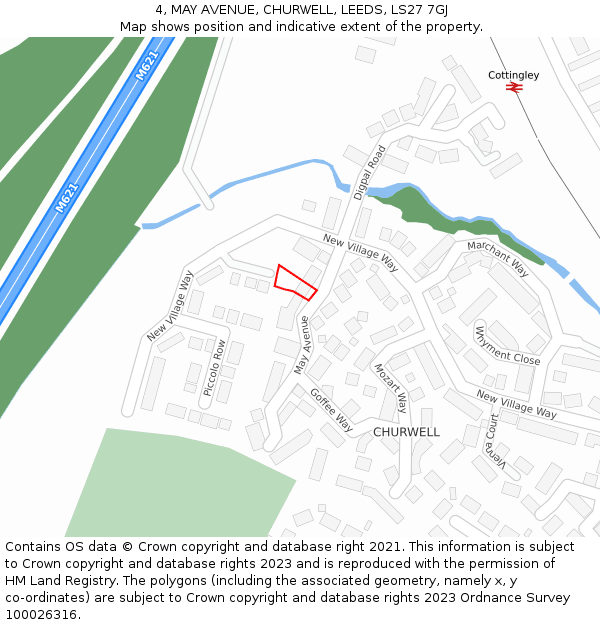 4, MAY AVENUE, CHURWELL, LEEDS, LS27 7GJ: Location map and indicative extent of plot