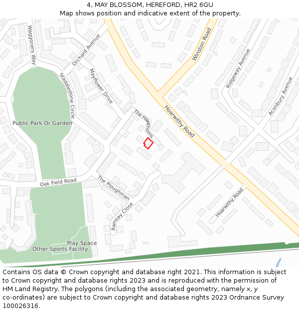 4, MAY BLOSSOM, HEREFORD, HR2 6GU: Location map and indicative extent of plot