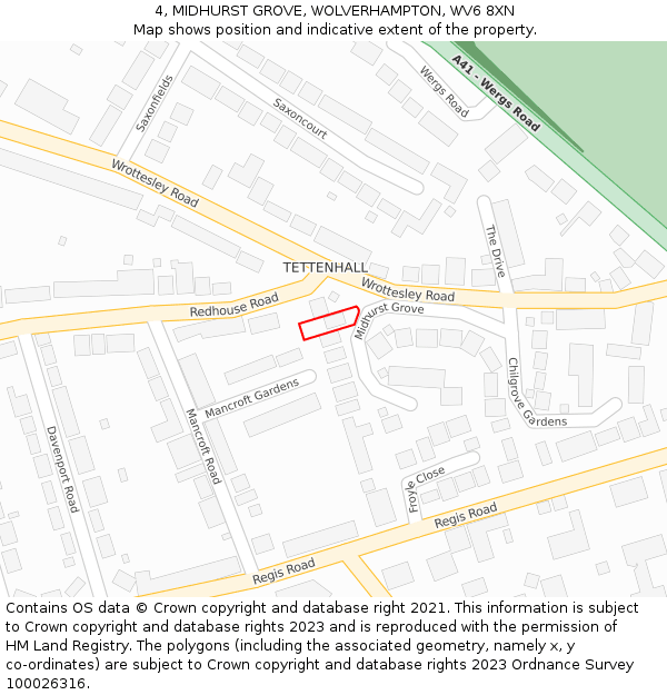 4, MIDHURST GROVE, WOLVERHAMPTON, WV6 8XN: Location map and indicative extent of plot