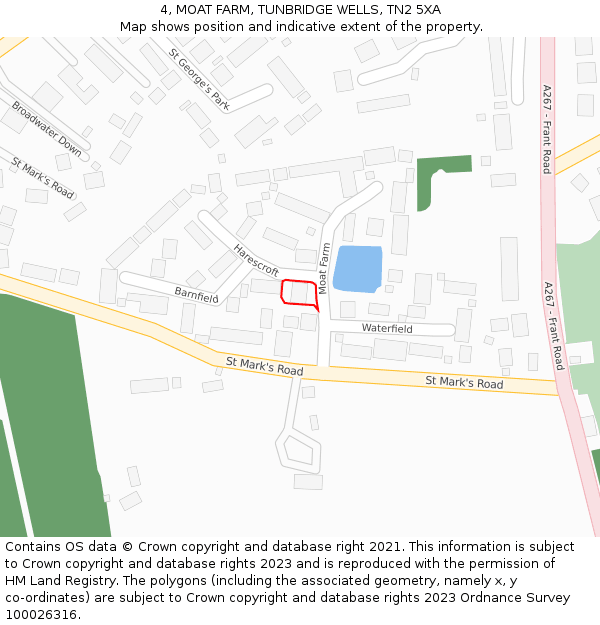 4, MOAT FARM, TUNBRIDGE WELLS, TN2 5XA: Location map and indicative extent of plot