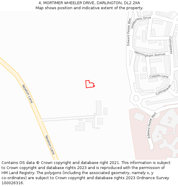 4, MORTIMER WHEELER DRIVE, DARLINGTON, DL2 2XA: Location map and indicative extent of plot