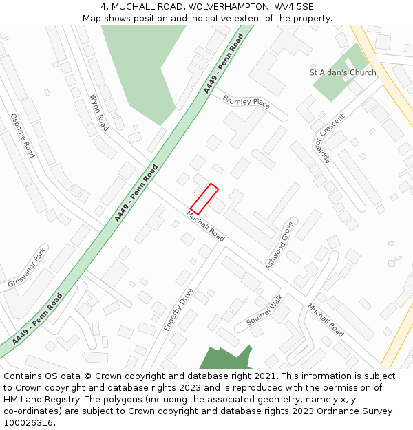 4, MUCHALL ROAD, WOLVERHAMPTON, WV4 5SE: Location map and indicative extent of plot