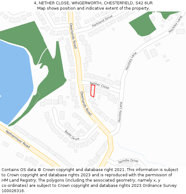 4, NETHER CLOSE, WINGERWORTH, CHESTERFIELD, S42 6UR: Location map and indicative extent of plot