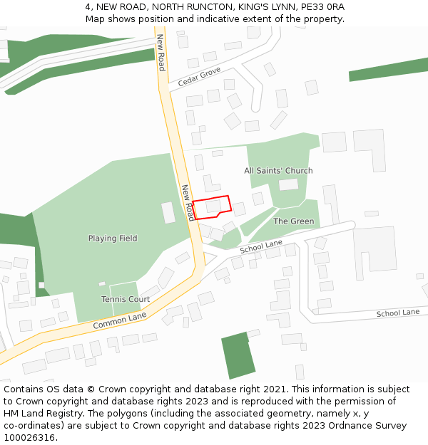 4, NEW ROAD, NORTH RUNCTON, KING'S LYNN, PE33 0RA: Location map and indicative extent of plot