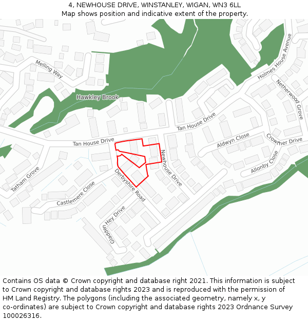 4, NEWHOUSE DRIVE, WINSTANLEY, WIGAN, WN3 6LL: Location map and indicative extent of plot