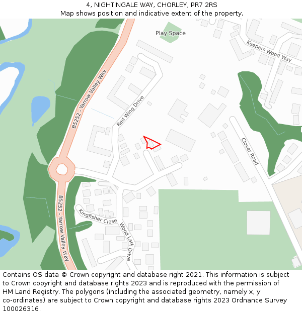 4, NIGHTINGALE WAY, CHORLEY, PR7 2RS: Location map and indicative extent of plot