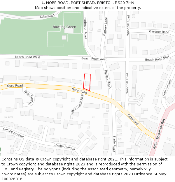 4, NORE ROAD, PORTISHEAD, BRISTOL, BS20 7HN: Location map and indicative extent of plot